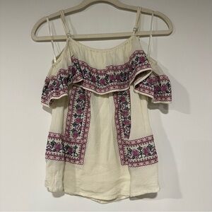 Skies Are Blue Jessie Embroidered Off the Shoulder Top Floral size small